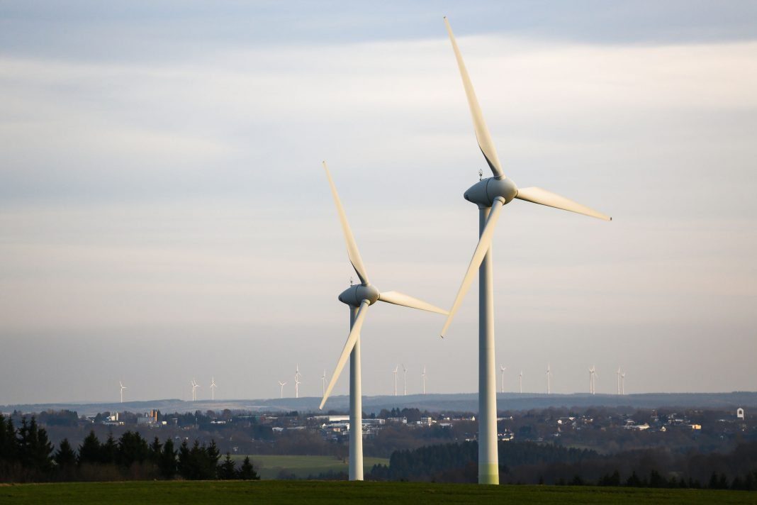 Modern windmills in Simmerath, Germany.