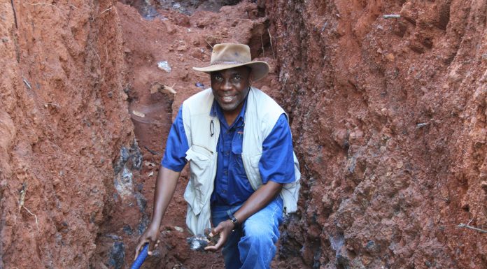Dr Mulenga in the trench in July 2012