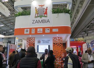 Zambia's Minster of Mines at the country;s pavilion at the 2024 Mining Indaba