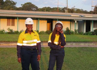 Beatrice and Betty, two of Kagem Mining's heavy-duty equipment operators