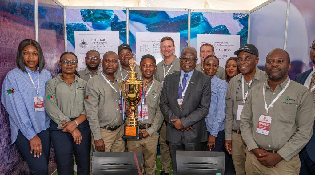 Dr Kabeta and the Kagem team receiving the 2025 Mine Safety award